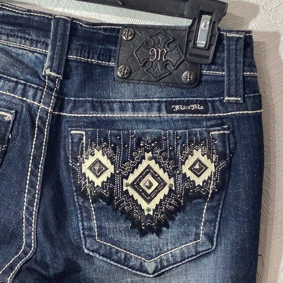 Miss Me NEW - Sz 28 - skinny jeans JW5416S3 - subtle rhinestone shine & deco - Picture 2 of 6